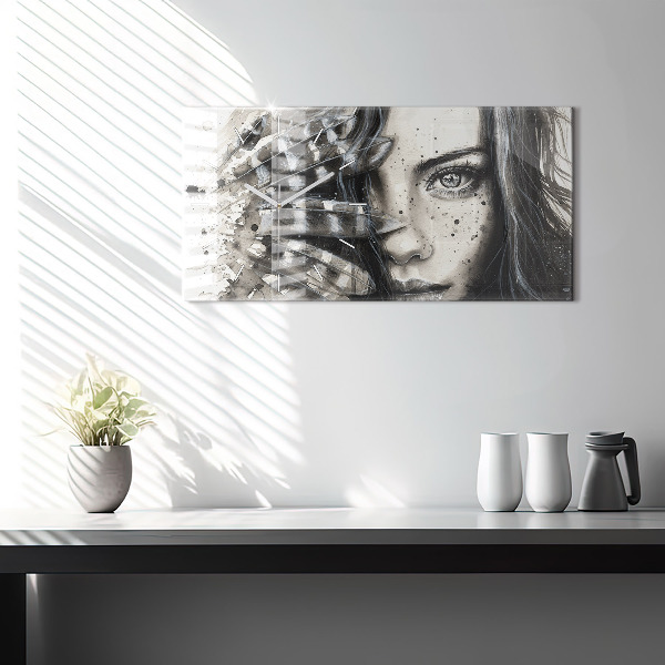 Horizontal wall clock Painted portrait