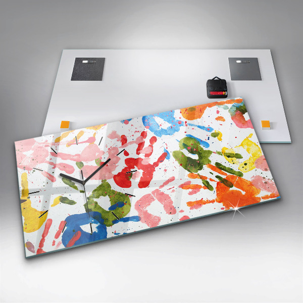 Horizontal wall clock Children's handprints