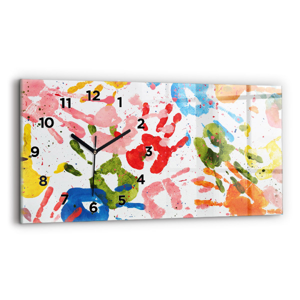 Horizontal wall clock Children's handprints