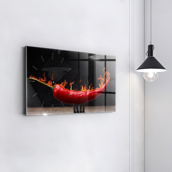 Horizontal wall clock Pepperoni Pepper