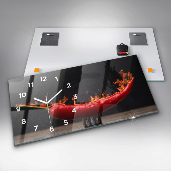 Horizontal wall clock Pepperoni Pepper