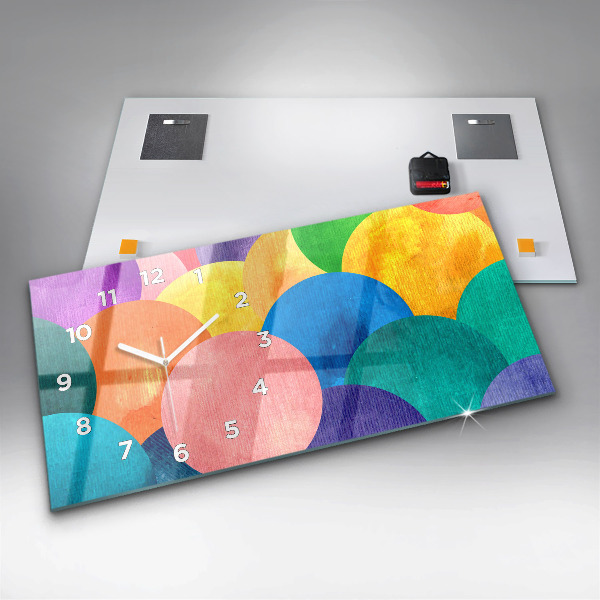 Horizontal wall clock Abstract circles