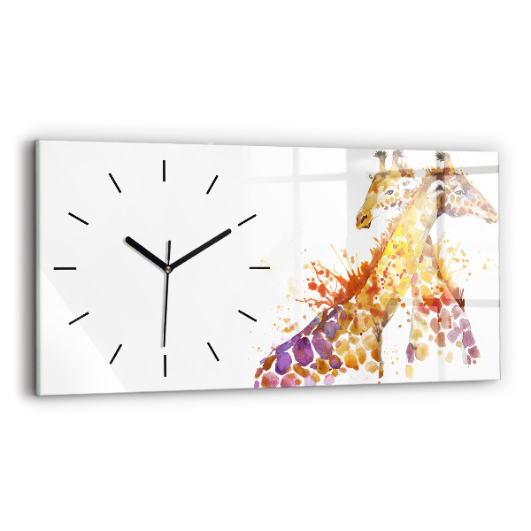 Horizontal wall clock Watercolor giraffe