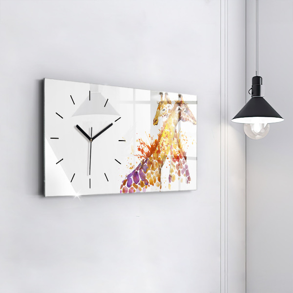 Horizontal wall clock Watercolor giraffe