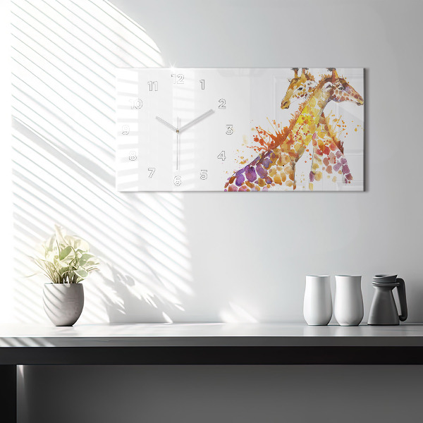 Horizontal wall clock Watercolor giraffe