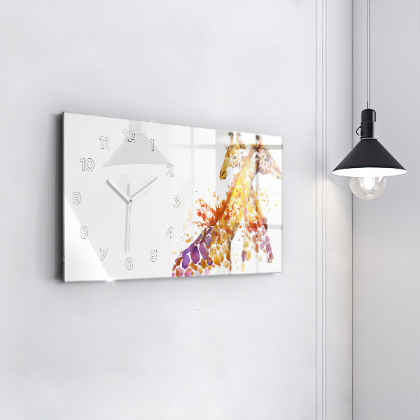 Horizontal wall clock Watercolor giraffe