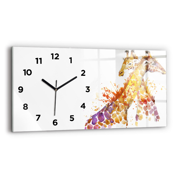 Horizontal wall clock Watercolor giraffe