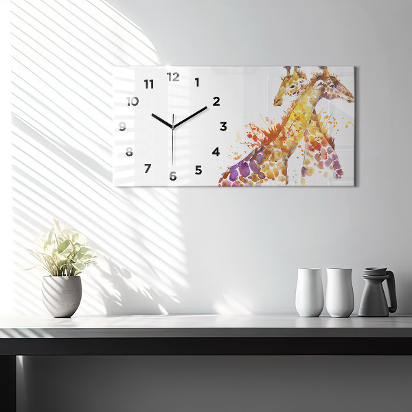 Horizontal wall clock Watercolor giraffe
