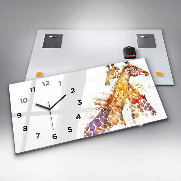 Horizontal wall clock Watercolor giraffe