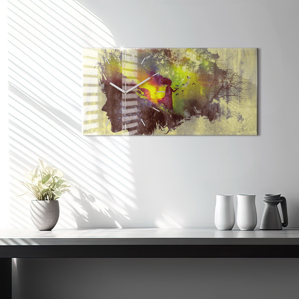 Horizontal wall clock Woman in the forest