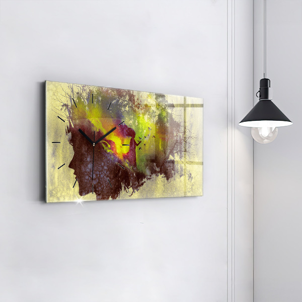 Horizontal wall clock Woman in the forest