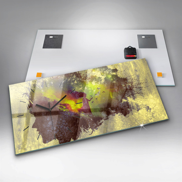 Horizontal wall clock Woman in the forest