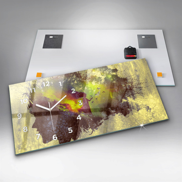 Horizontal wall clock Woman in the forest