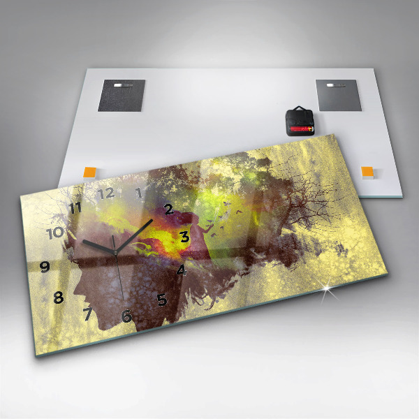 Horizontal wall clock Woman in the forest