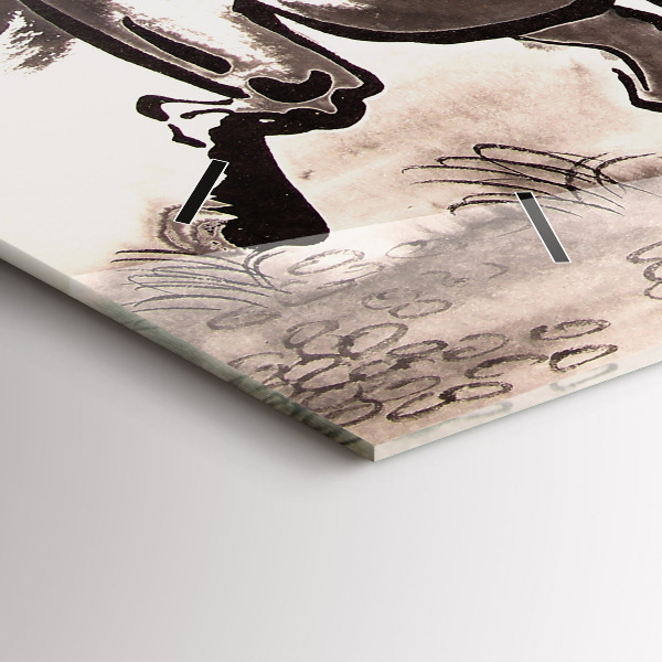 Horizontal wall clock Galloping horses