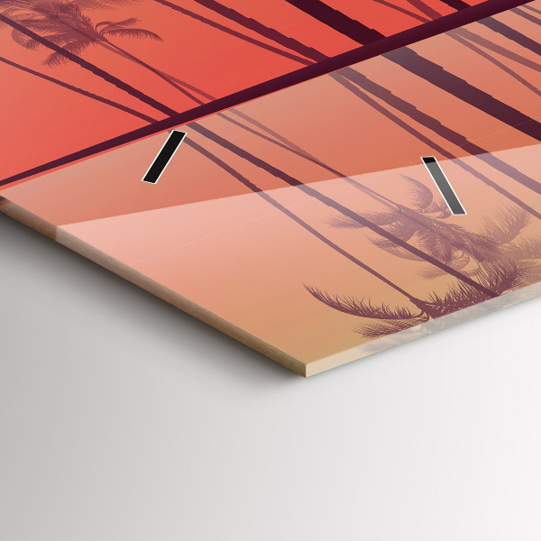 Horizontal wall clock Tropical palm trees