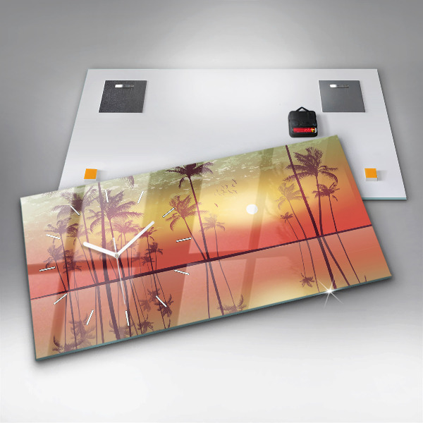 Horizontal wall clock Tropical palm trees