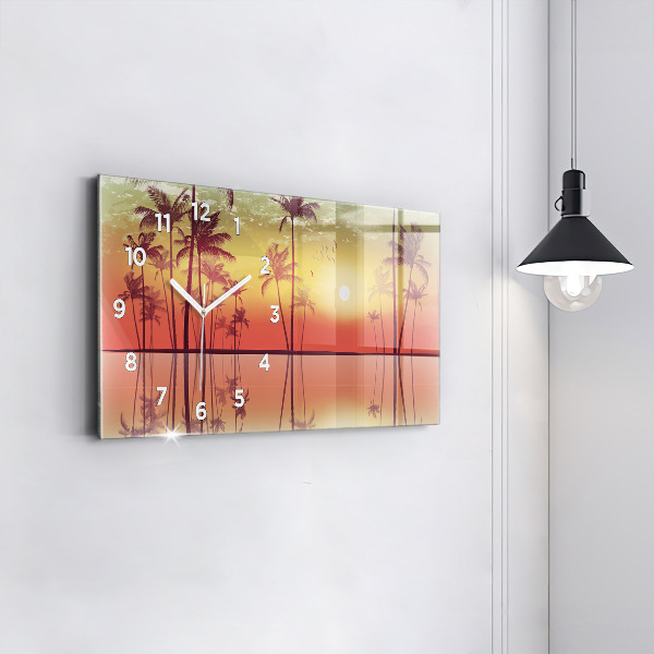 Horizontal wall clock Tropical palm trees