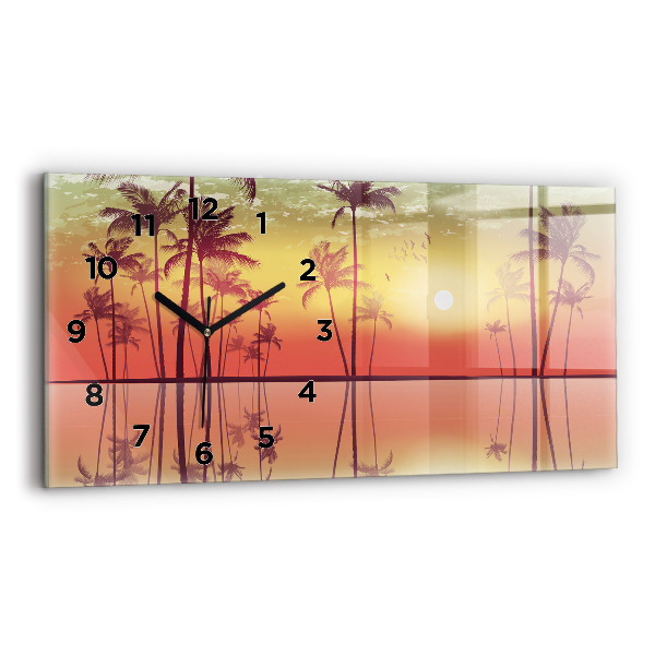 Horizontal wall clock Tropical palm trees