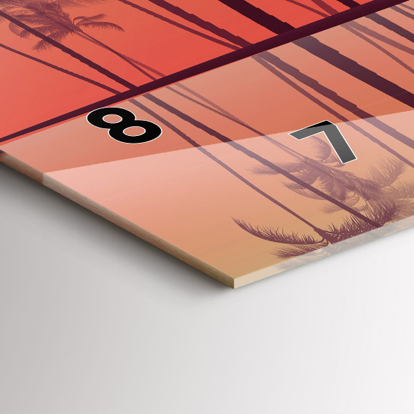 Horizontal wall clock Tropical palm trees