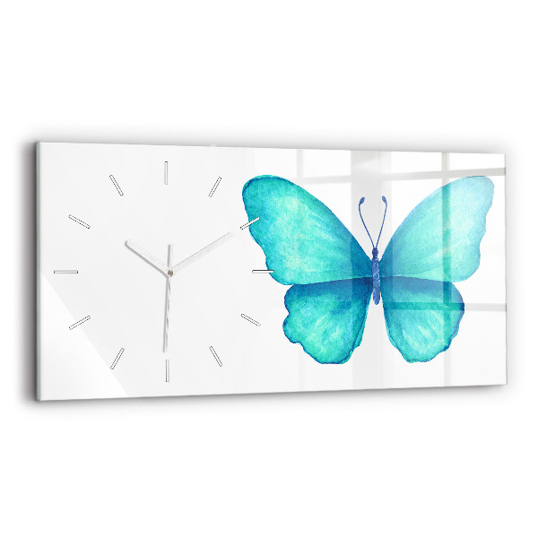 Horizontal wall clock Turquoise Summer Butterfly