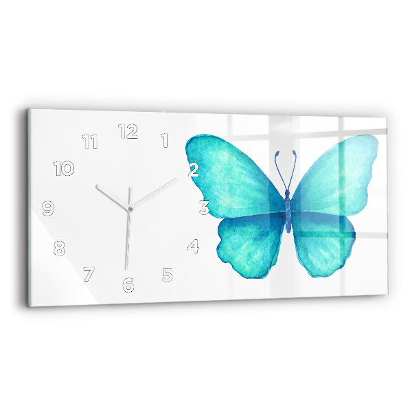 Horizontal wall clock Turquoise Summer Butterfly