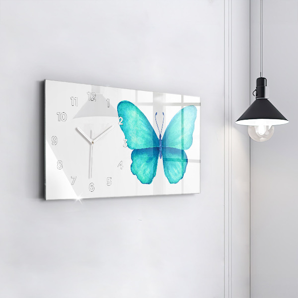 Horizontal wall clock Turquoise Summer Butterfly