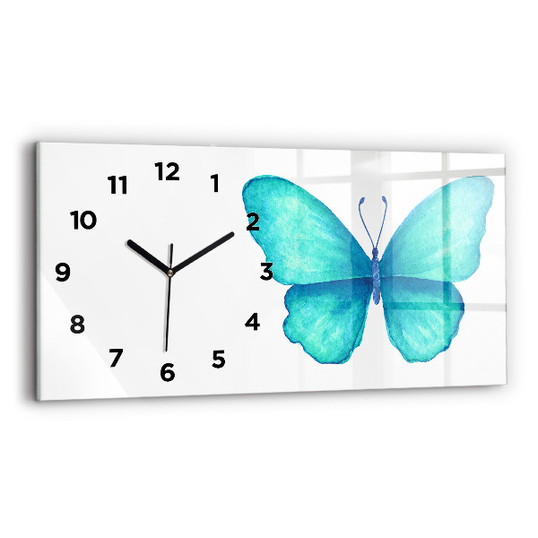 Horizontal wall clock Turquoise Summer Butterfly