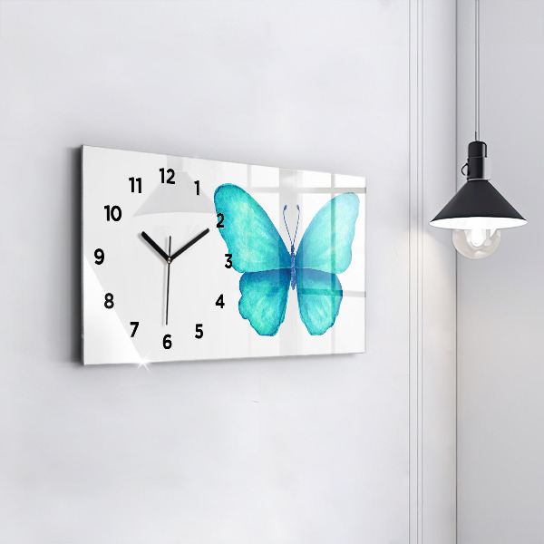 Horizontal wall clock Turquoise Summer Butterfly