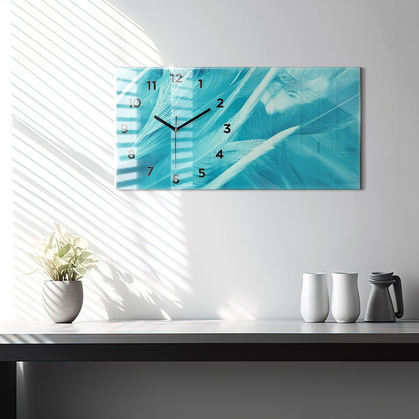 Horizontal wall clock Green turquoise vintage