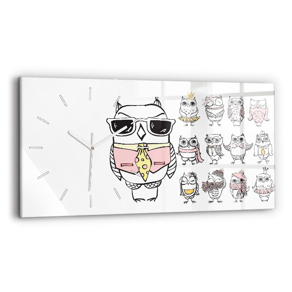 Horizontal wall clock Vintage Owl Poster
