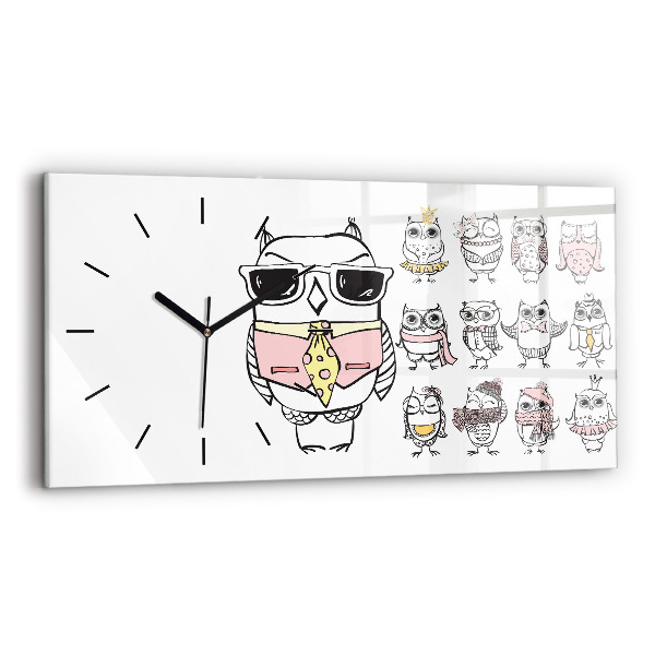 Horizontal wall clock Vintage Owl Poster