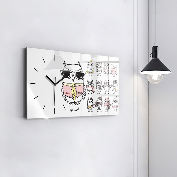 Horizontal wall clock Vintage Owl Poster