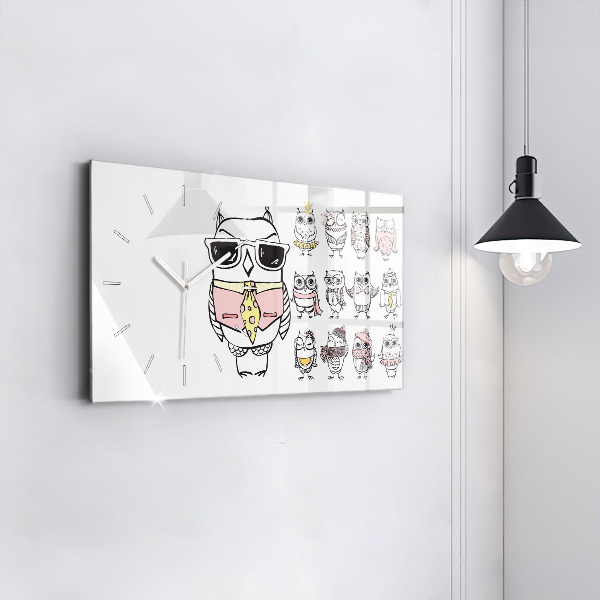 Horizontal wall clock Vintage Owl Poster