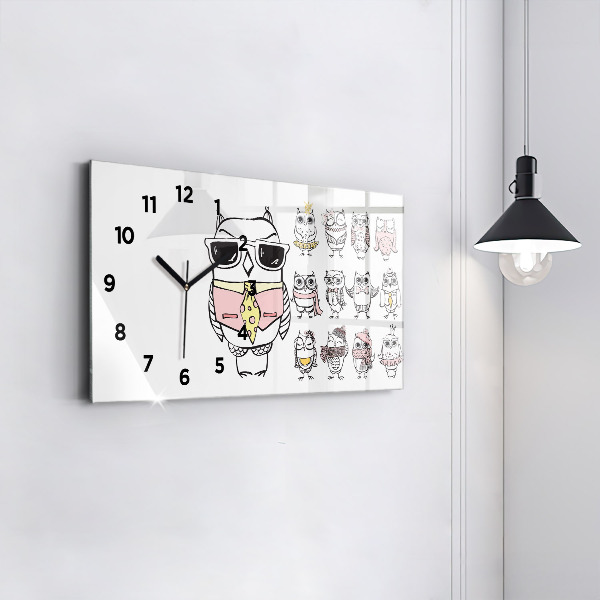 Horizontal wall clock Vintage Owl Poster
