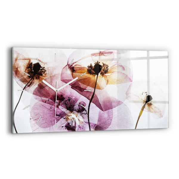 Horizontal wall clock Dry poppies Flowers
