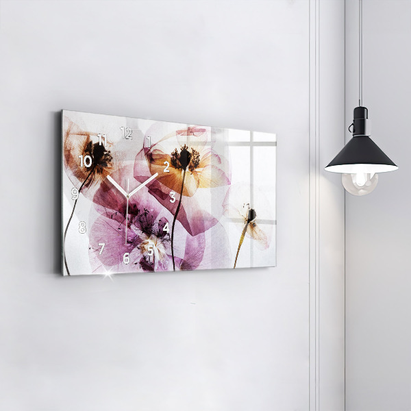 Horizontal wall clock Dry poppies Flowers