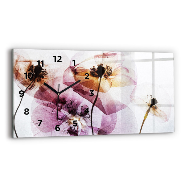Horizontal wall clock Dry poppies Flowers