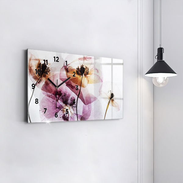 Horizontal wall clock Dry poppies Flowers
