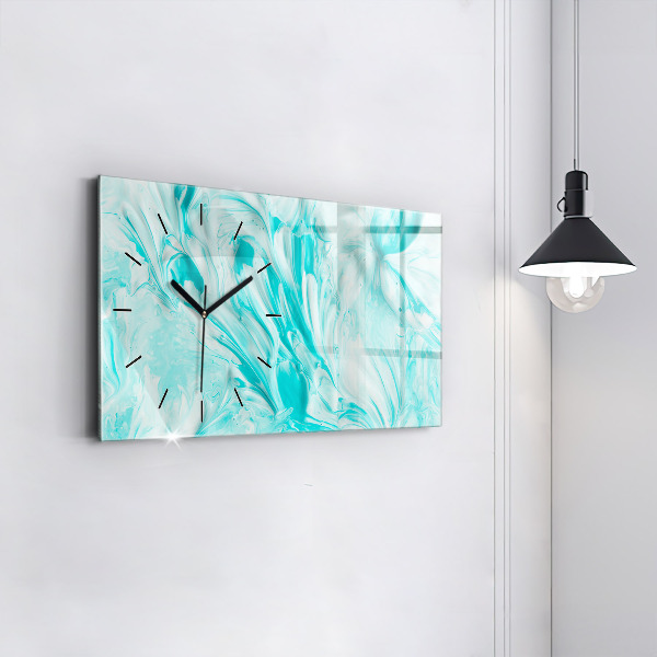 Horizontal wall clock Blue abstraction