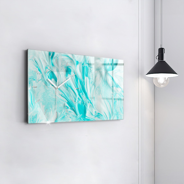 Horizontal wall clock Blue abstraction