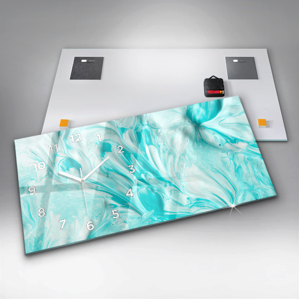 Horizontal wall clock Blue abstraction