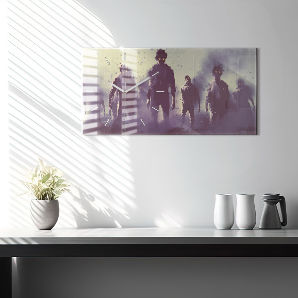Horizontal wall clock Zombies at night - halloween