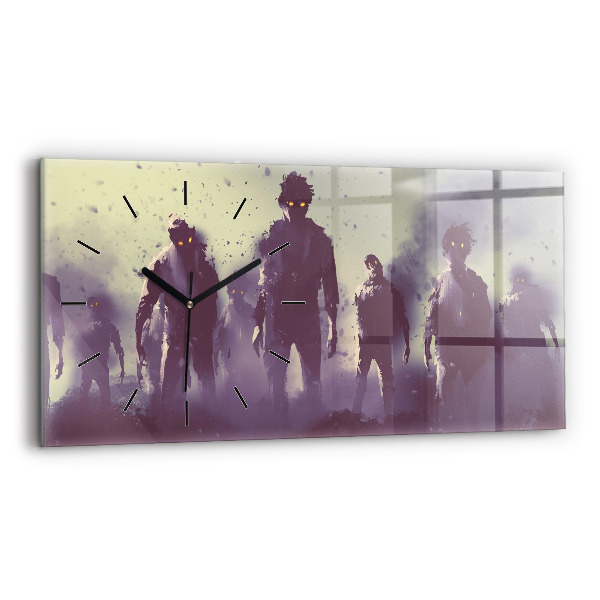 Horizontal wall clock Zombies at night - halloween