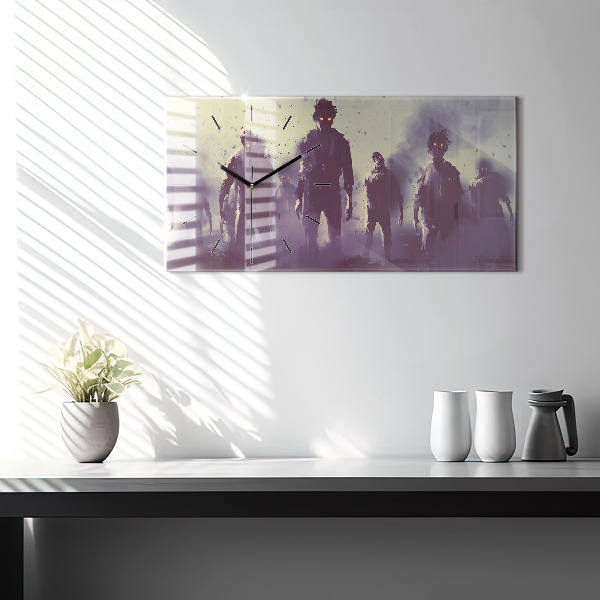 Horizontal wall clock Zombies at night - halloween