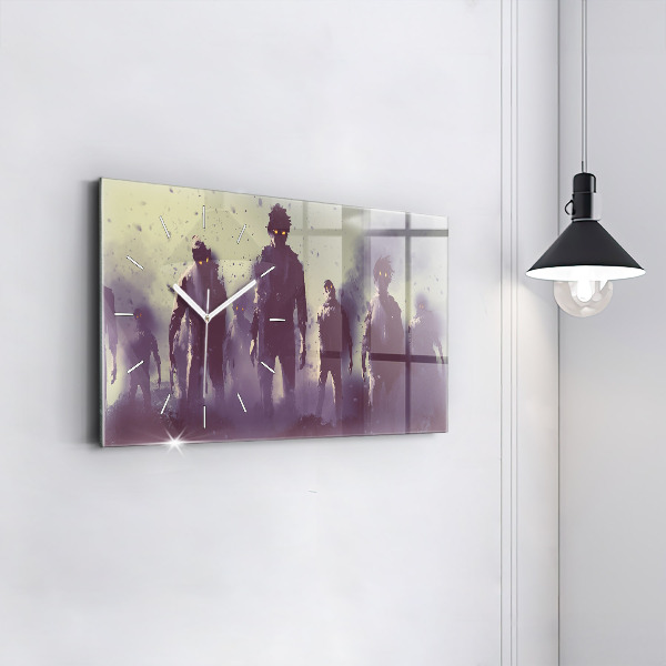Horizontal wall clock Zombies at night - halloween