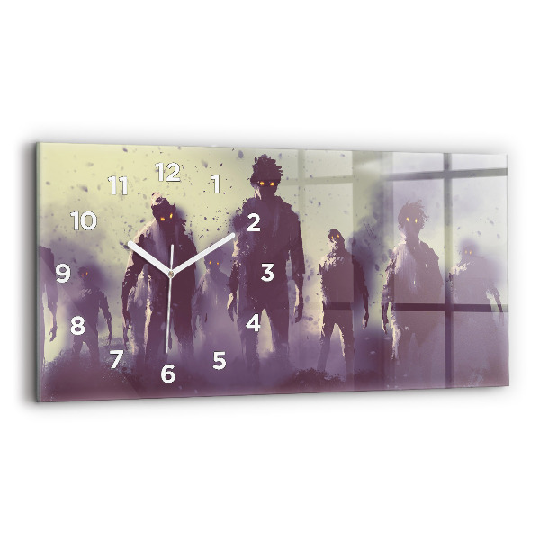 Horizontal wall clock Zombies at night - halloween