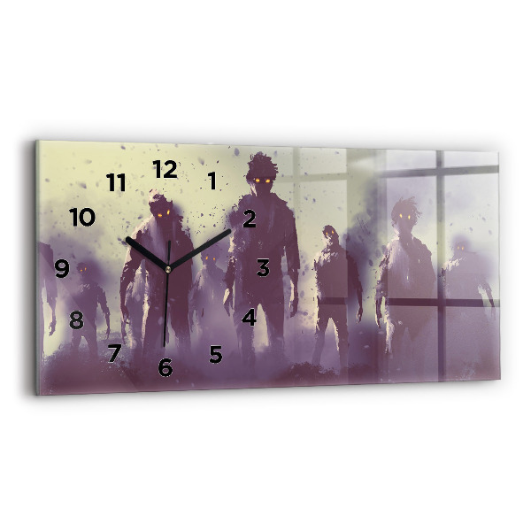 Horizontal wall clock Zombies at night - halloween