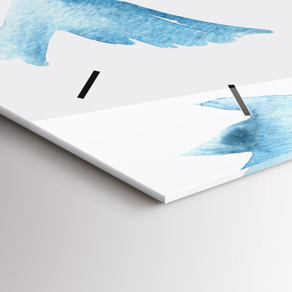 Horizontal wall clock Flying blue birds