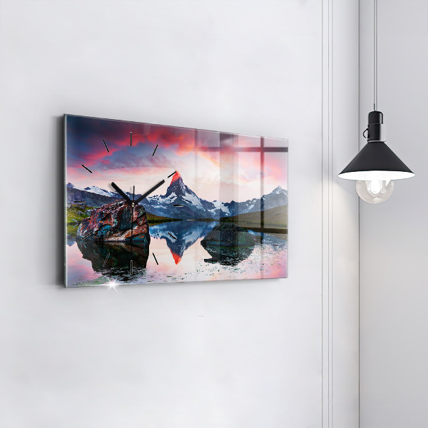 Horizontal wall clock Lake Stellisee Matterhorn